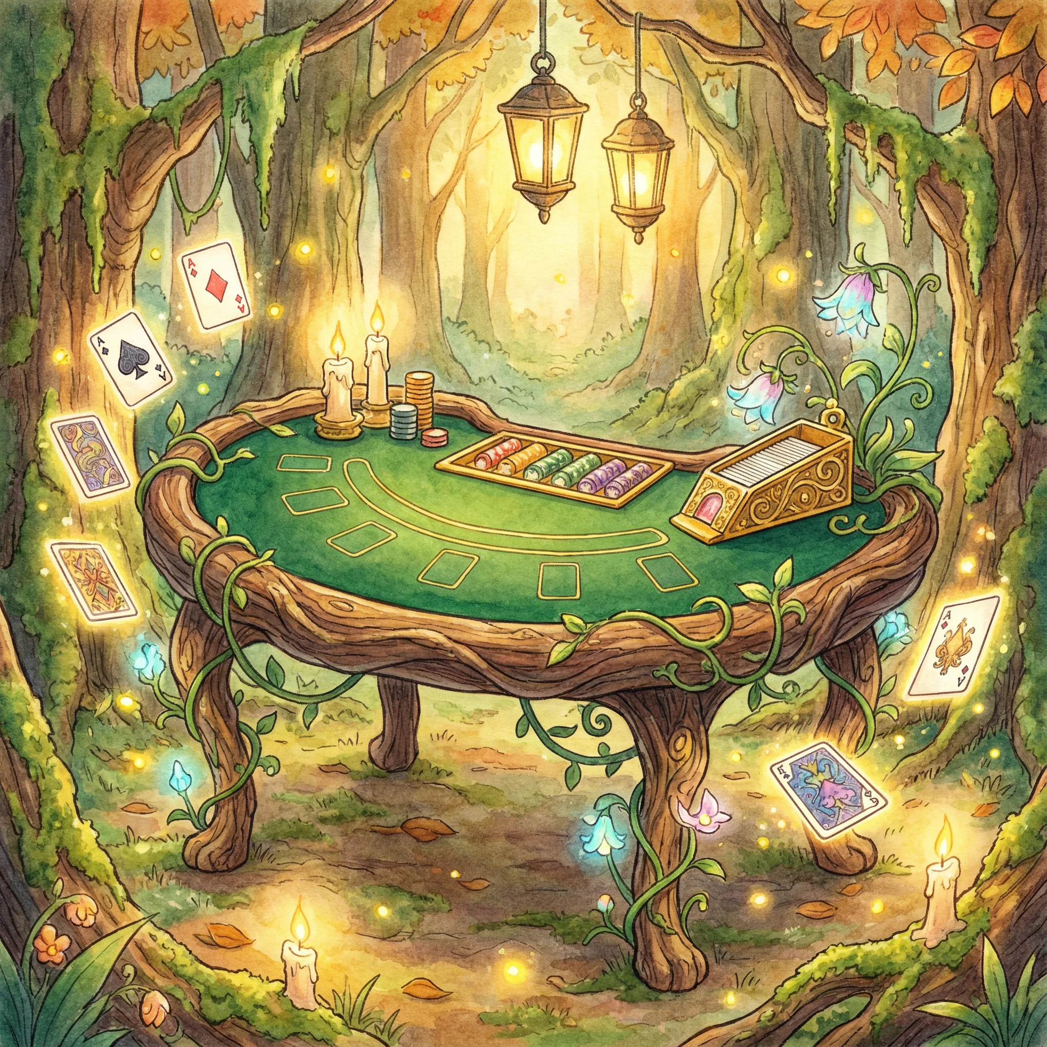 Mesa de blackjack encantada en el bosque mágico de Sportiumbet